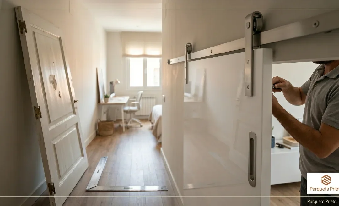 Puertas Correderas tipo Granero: ¿Cuánto Espacio Ahorran Realmente en un Piso?